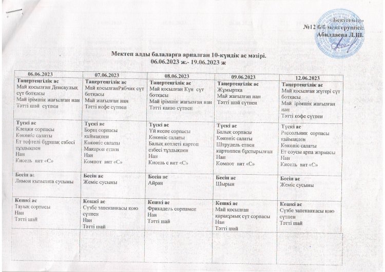 10 күндік ас мәзірі