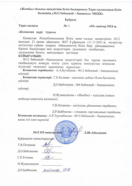 Конкурстық комиссия құрамы туралы