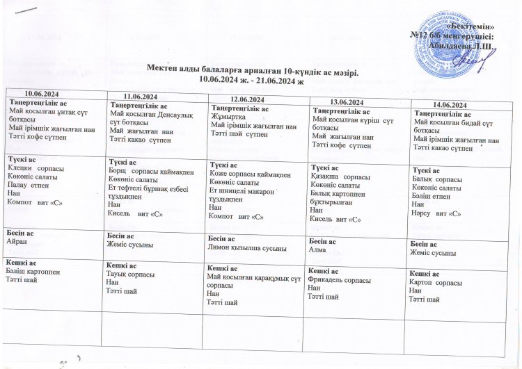 10 күндік ас мәзірі