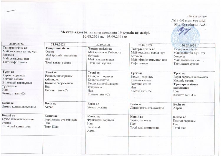 10 күндік ас мәзірі