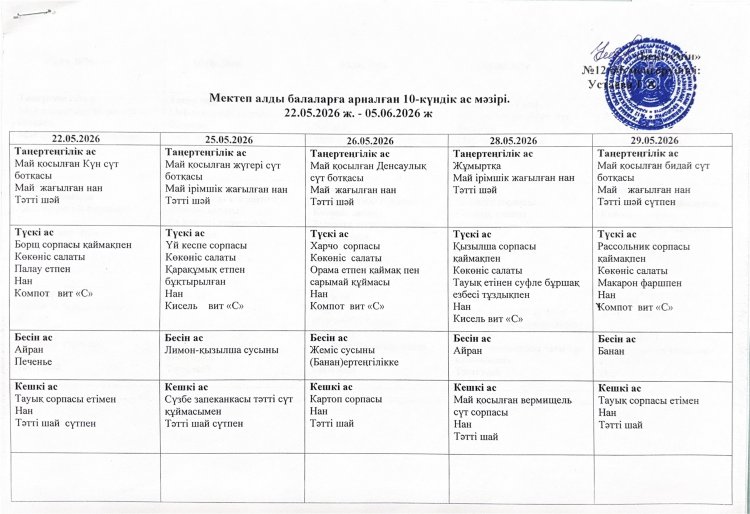 10 күндік ас мәзірі